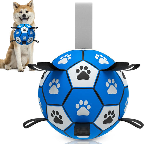 Dog Ropes Toys Soccer Ball with Straps, Interactive Dog Toys for Tug of War, Puppy Birthday Gifts, Dog Tug Toy, Dog Water Toy, Durable Dog Balls f...